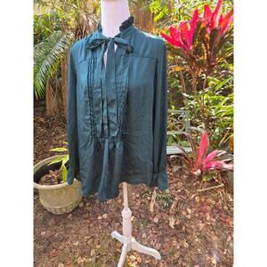 NWT Nanette Lepore Blouse Size Medium Dark Green